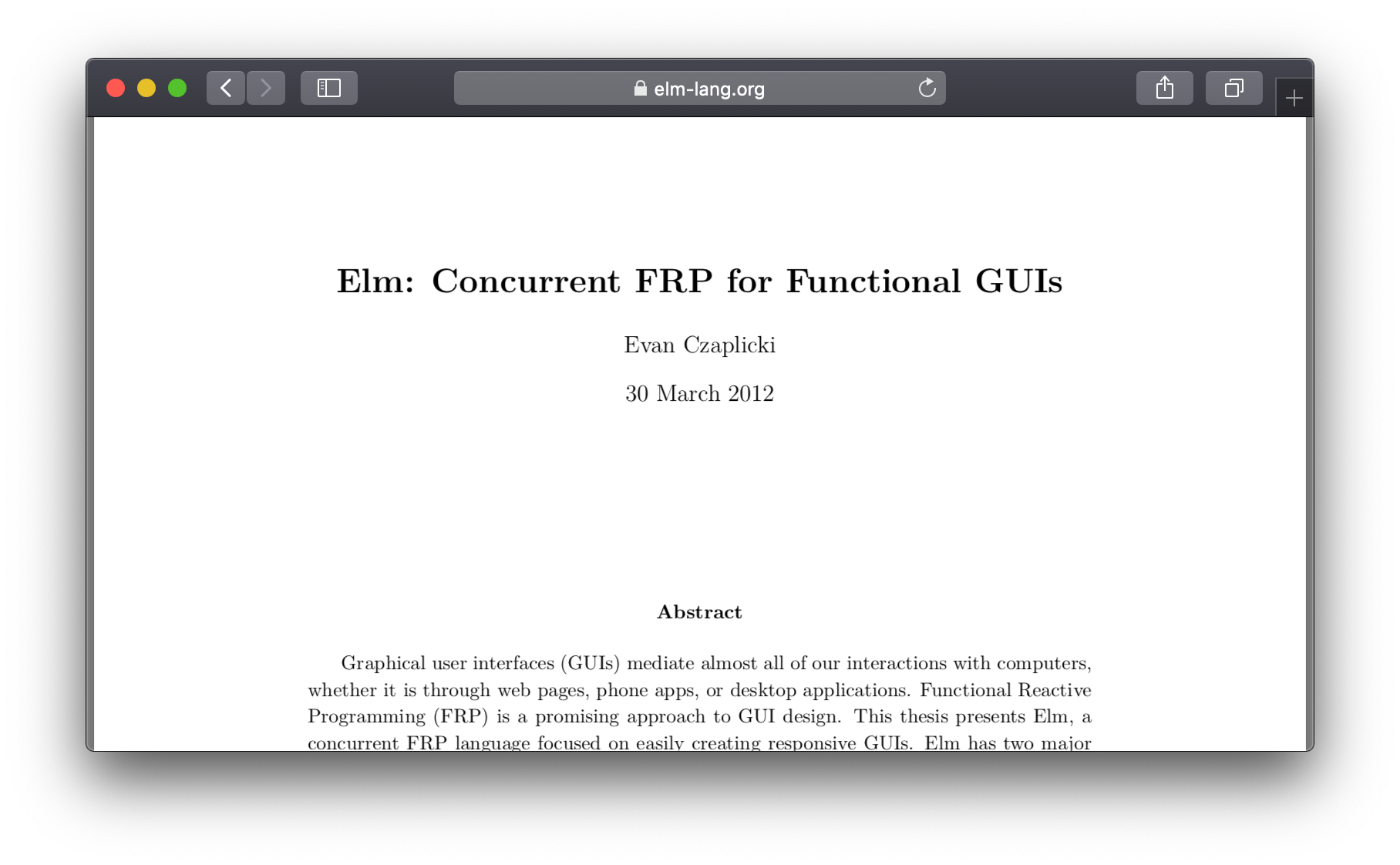 Elm white paper